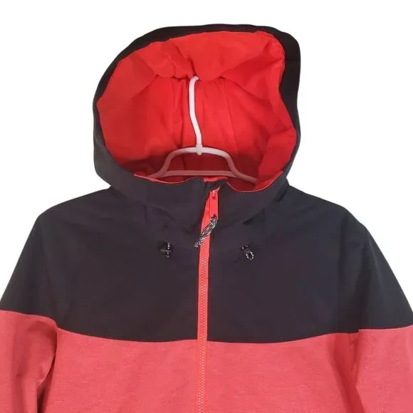 Oneill Black Poppy Red Colorblock Zip Up Seashell Snowboarding Jacket Size Large